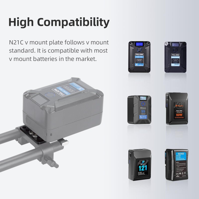 Nitze Mini V Mount Battery Plate, Aluminum Alloy V Mount Plate, with 1/4" Screws - N21C - Image 2